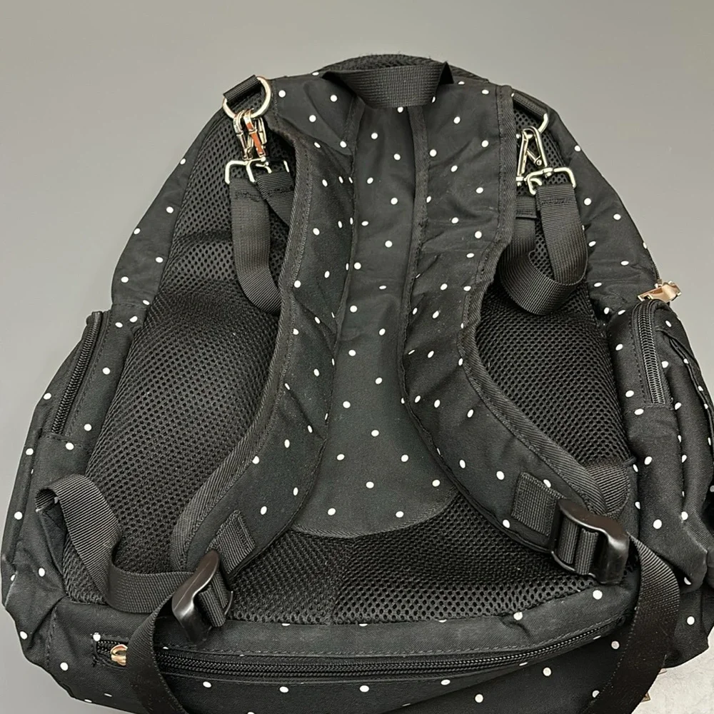 CATEEPBABY Organizer Travel Diaper Backpack black with white polka dots FLAWS! - Picture 9 of 11